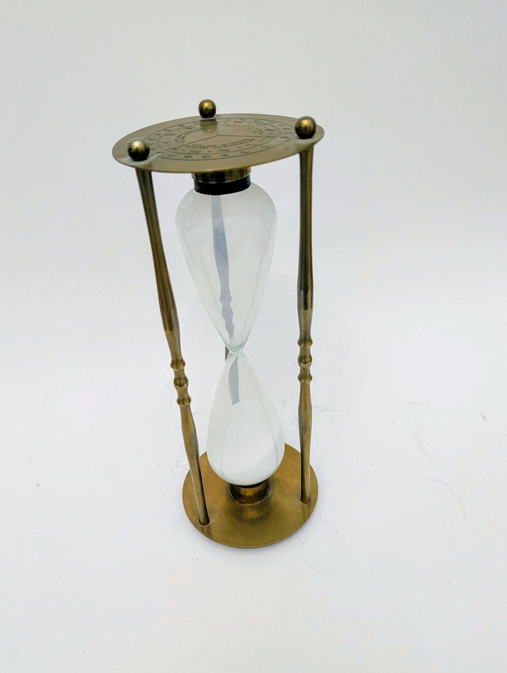 Leonard Towle Solid Brass 30-Minute Nautical Maritime Hourglass 10.5 In Vintage